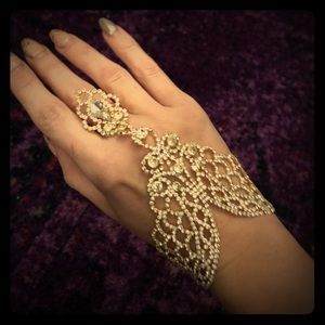 Rhinestone cuff bracelet ring